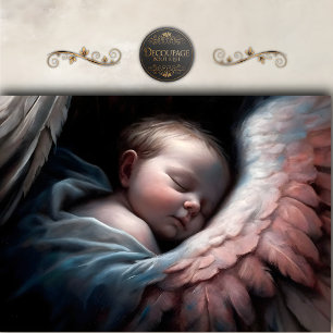 Sleeping Baby Angel Moody Wings Decoupage Tissue Paper