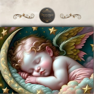 Sleeping Baby Angel Stars Decoupage Tissue Paper