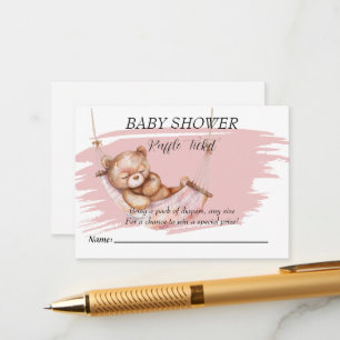 Sleeping Baby Bear Shower Raffle Ticket Enclosure Card