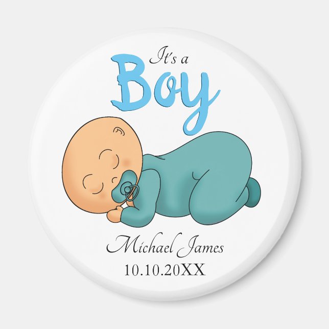 Sleeping Baby Boy Baby Shower Magnet (Front)