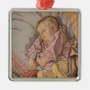 Sleeping Baby Boy Metal Tree Decoration