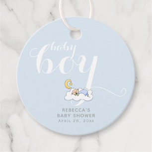 Sleeping baby boy typography Thank You baby shower Favour Tags