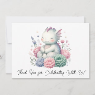 Sleeping Baby Dragon In A Bed Of Flowers Thank You