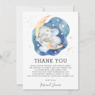 Sleeping Baby Elephant Twinkle Star Shower Boy Thank You Card