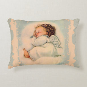 Sleeping Baby Girl Angel vintage Decorative Cushion