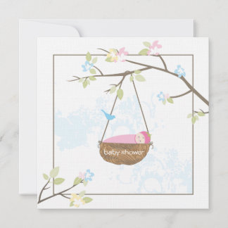 Sleeping Baby Girl Baby Shower Invitation