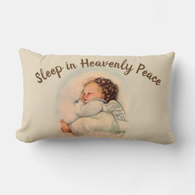 Sleeping Baby Guardian Angel Lumbar Cushion (Front)