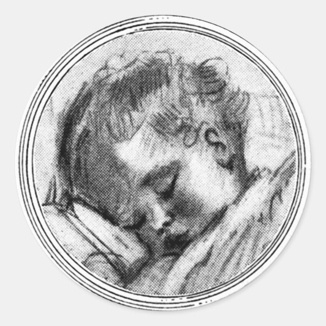 Sleeping Baby in Black & White - Sticker (Front)