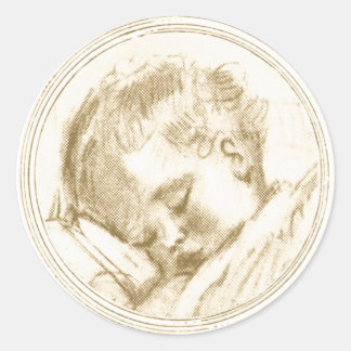 Sleeping Baby in Sepia - Sticker