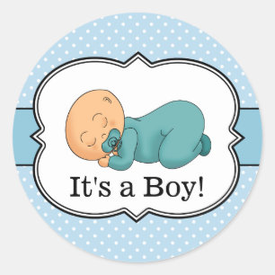 Sleeping Baby It's A Boy Classic Round Sticker