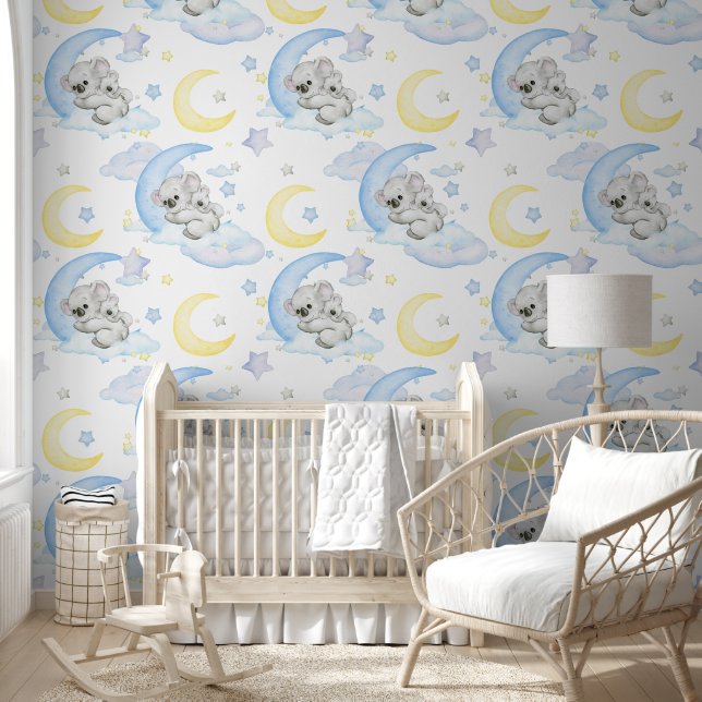 Sleeping Baby Koala and Mama Nursery Wallpaper (Kids)