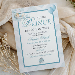 Sleeping Baby On Moon Blue Watercolor Baby Shower Invitation