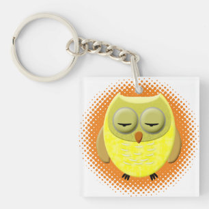Sleeping Baby Owl Cartoon Key Ring