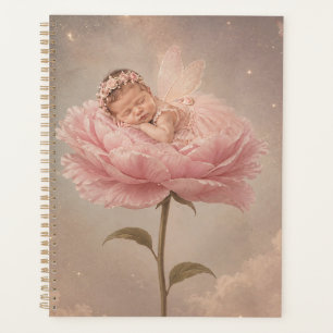 Sleeping baby pink flower planner