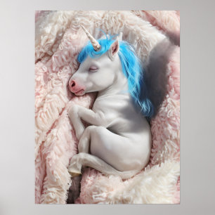 Sleeping Baby Unicorn Nursery Art Poster