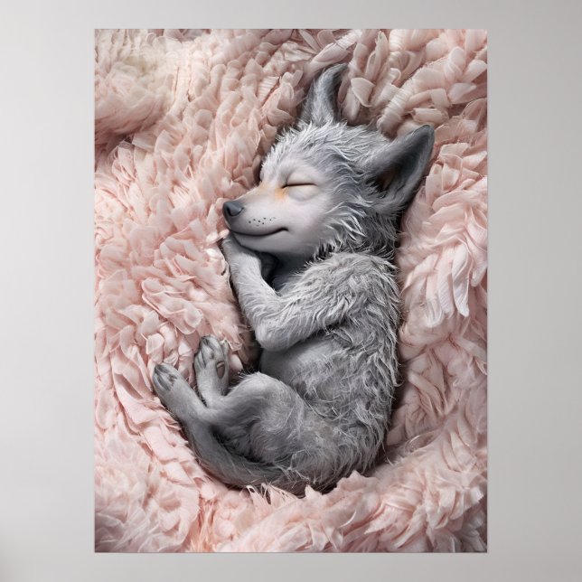 Sleeping Baby Werewolf Nursery Art Poster (Front)
