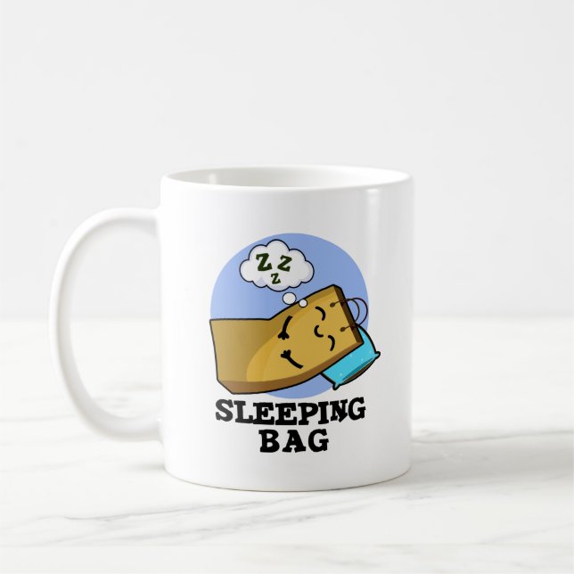 Sleeping Bag Funny Paper Bag Pun  Coffee Mug (Left)