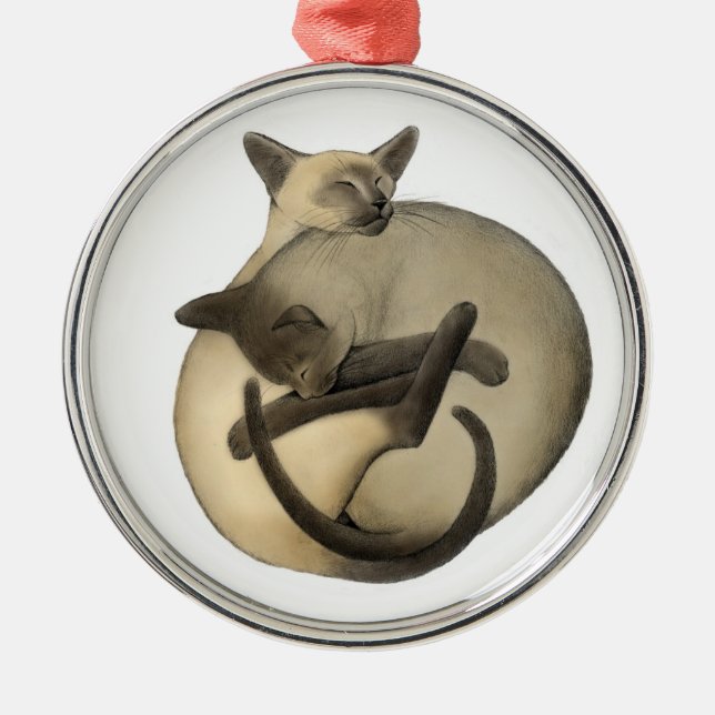 Sleeping Ball of Siamese Cats Ornament (Front)