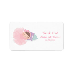 Sleeping Ballerina Tutu Baby Girl Shower Labels