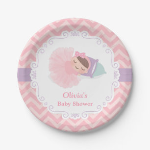 Sleeping Ballerina Tutu Baby Girl Shower Supplies Paper Plate