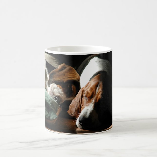 sleeping basset hounds mug (Center)