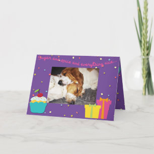 Sleeping Bassets on cute Birthday Card