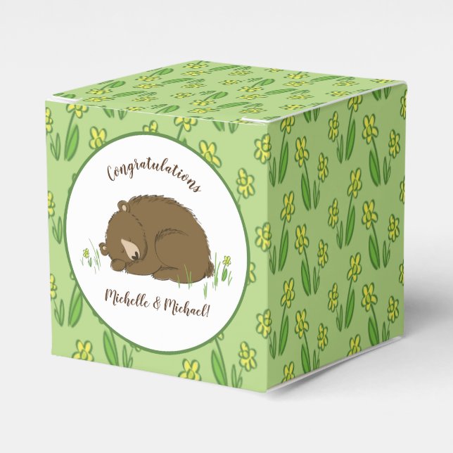Sleeping Bear Baby Shower Woodland Favour Box (Front Side)