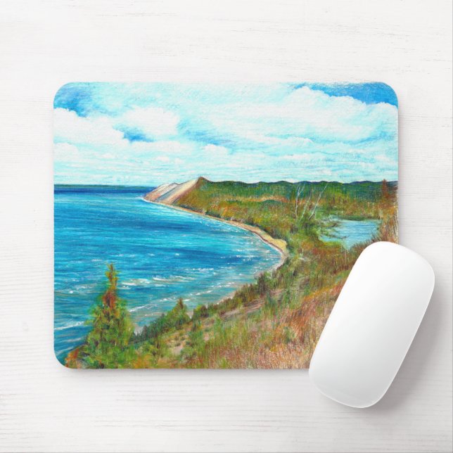 Sleeping Bear Dunes Lakeshore Michigan Beach Mouse Mat (With Mouse)