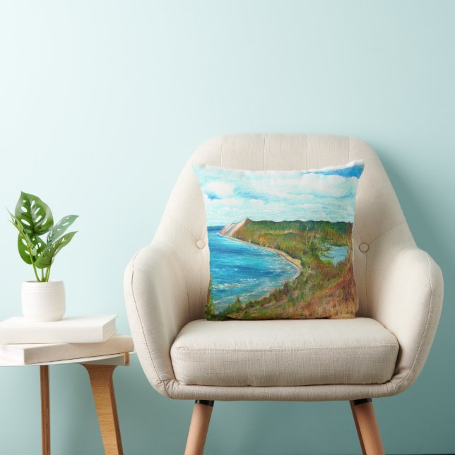 Sleeping Bear Dunes Lakeshore Michigan Beach Throw Cushion (Chair)