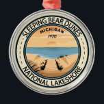 Sleeping Bear Dunes National Lakeshore Michigan Metal Tree Decoration<br><div class="desc">Sleeping Bear Dunes vector artwork design. The park is known for the huge scaleable dunes of the Dune Climb. Beaches include Platte River Point,  where the river flows into the lake.</div>