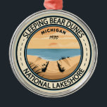 Sleeping Bear Dunes National Lakeshore Michigan Metal Tree Decoration<br><div class="desc">Sleeping Bear Dunes vector artwork design. The park is known for the huge scaleable dunes of the Dune Climb. Beaches include Platte River Point,  where the river flows into the lake.</div>