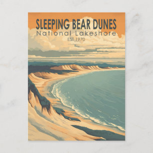 Sleeping Bear Dunes National Lakeshore Travel Art Postcard