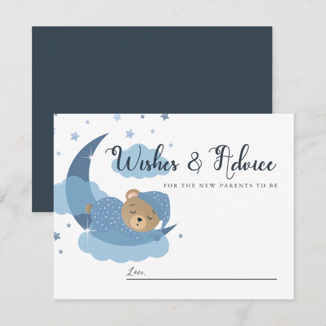 Sleeping Bear Over The Moon Wishes & Advice Card (Front/Back)