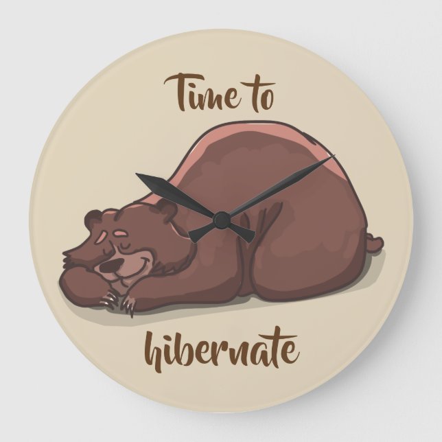Sleeping Bear// Time To Hibernate Large Clock (Front)