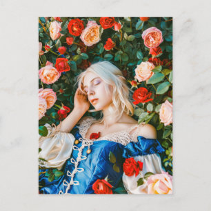 Sleeping Beauty Among Roses Postcard