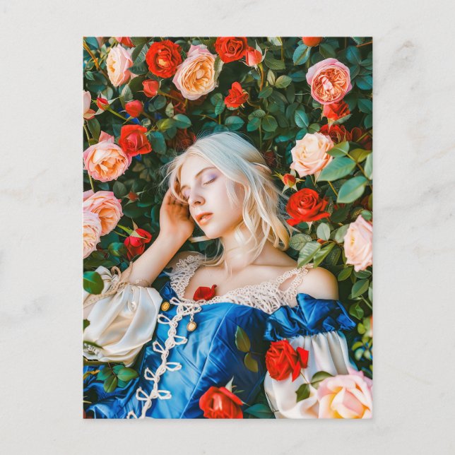 Sleeping Beauty Among Roses Postcard (Front)
