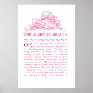 Sleeping Beauty Fairy Tale Book Pink Poster
