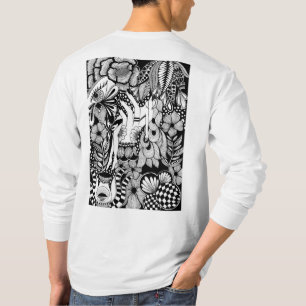 Sleeping Beauty – Monochrome Floral Hand-Drawn Art T-Shirt