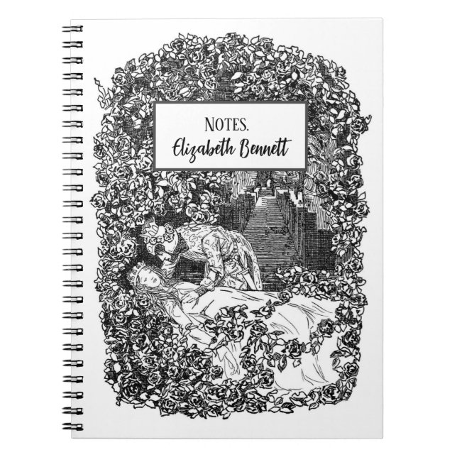 Sleeping Beauty Personalised Vintage Illustration  Notebook (Front)