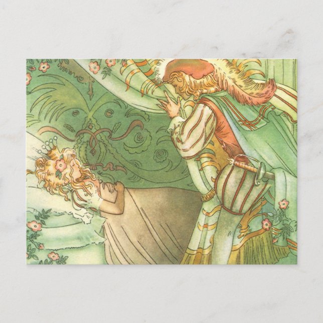 Sleeping Beauty Princess, Vintage Fairy Tale Postcard (Front)