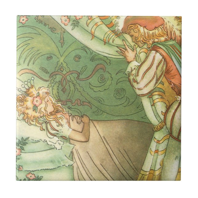 Sleeping Beauty Princess, Vintage Fairy Tale Tile (Front)