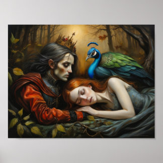 Sleeping Beauty tale wit peacock and prince  Poster