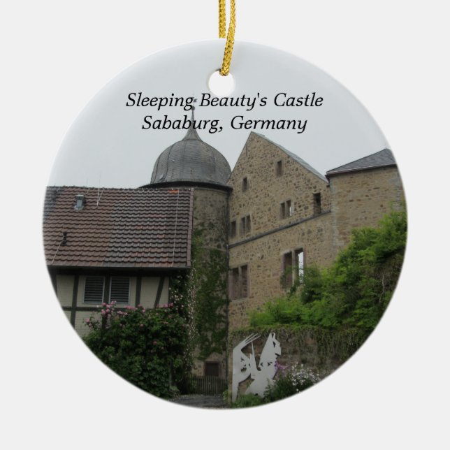 Sleeping Beauty's Castle Ceramic Tree Decoration (Front)