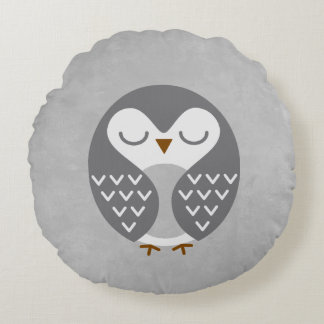 Sleeping Bird Grey Round Cushion