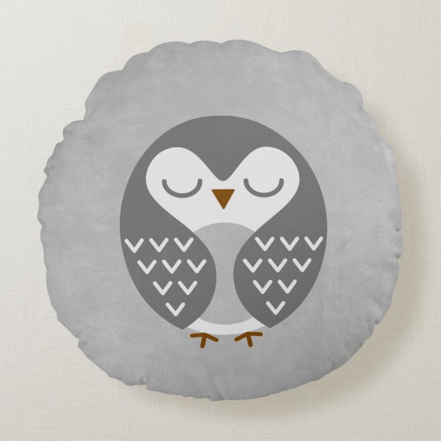 Sleeping Bird Grey Round Cushion (Front)