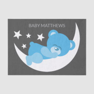 Sleeping Blue Boy Teddy Bear Tissue Paper