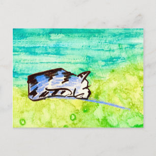 Sleeping Blue Cat Postcard