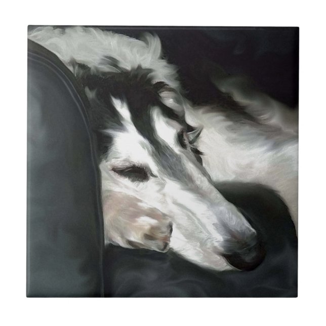 Sleeping Borzoi Tile (Front)