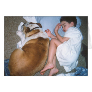 Sleeping boy with Bulldog