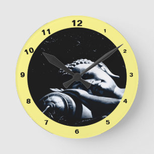 Sleeping Buddha, BW Dharma Boutique (clock) Round Clock
